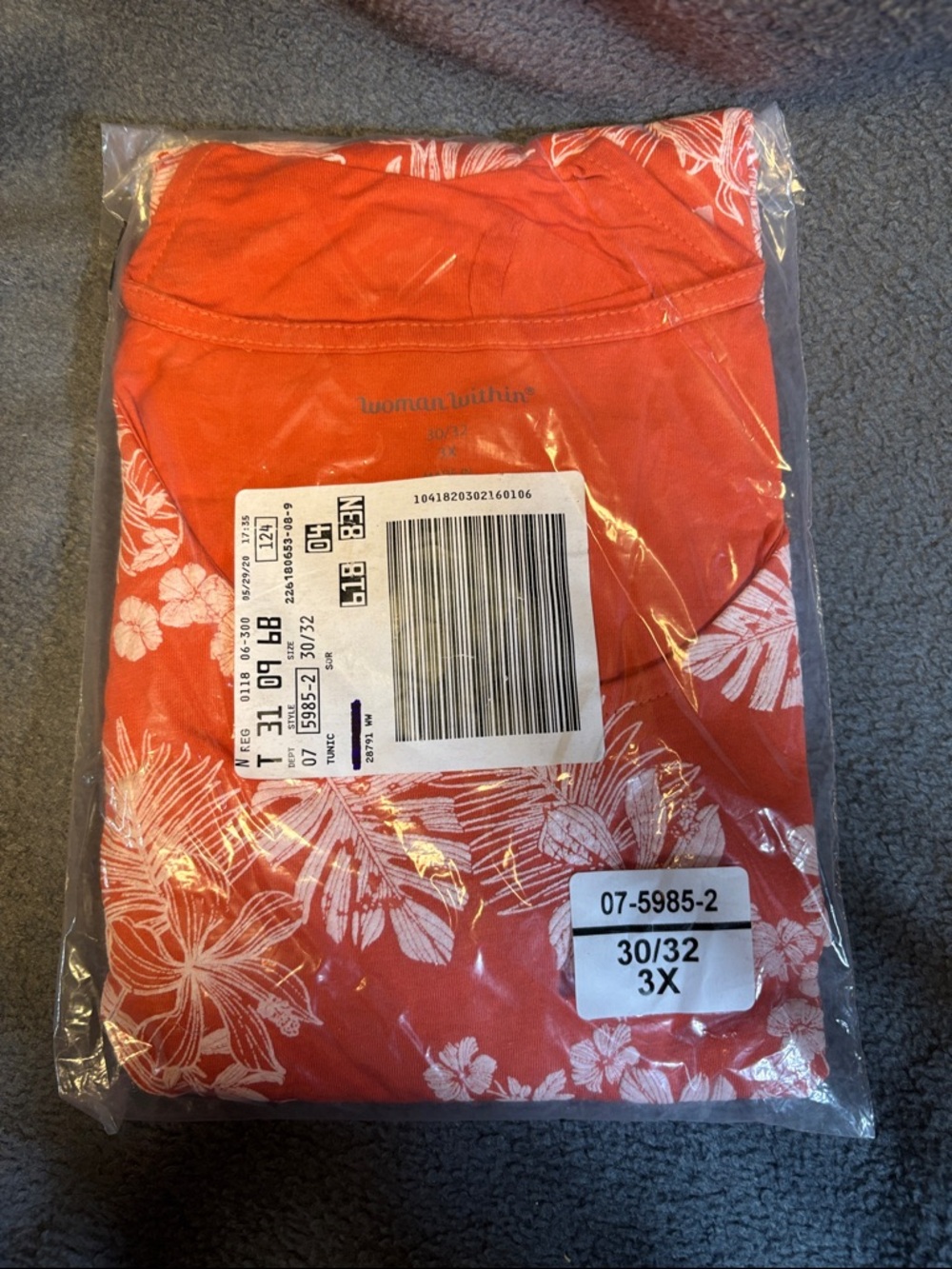 Woman Within Coral Floral Tunic Top